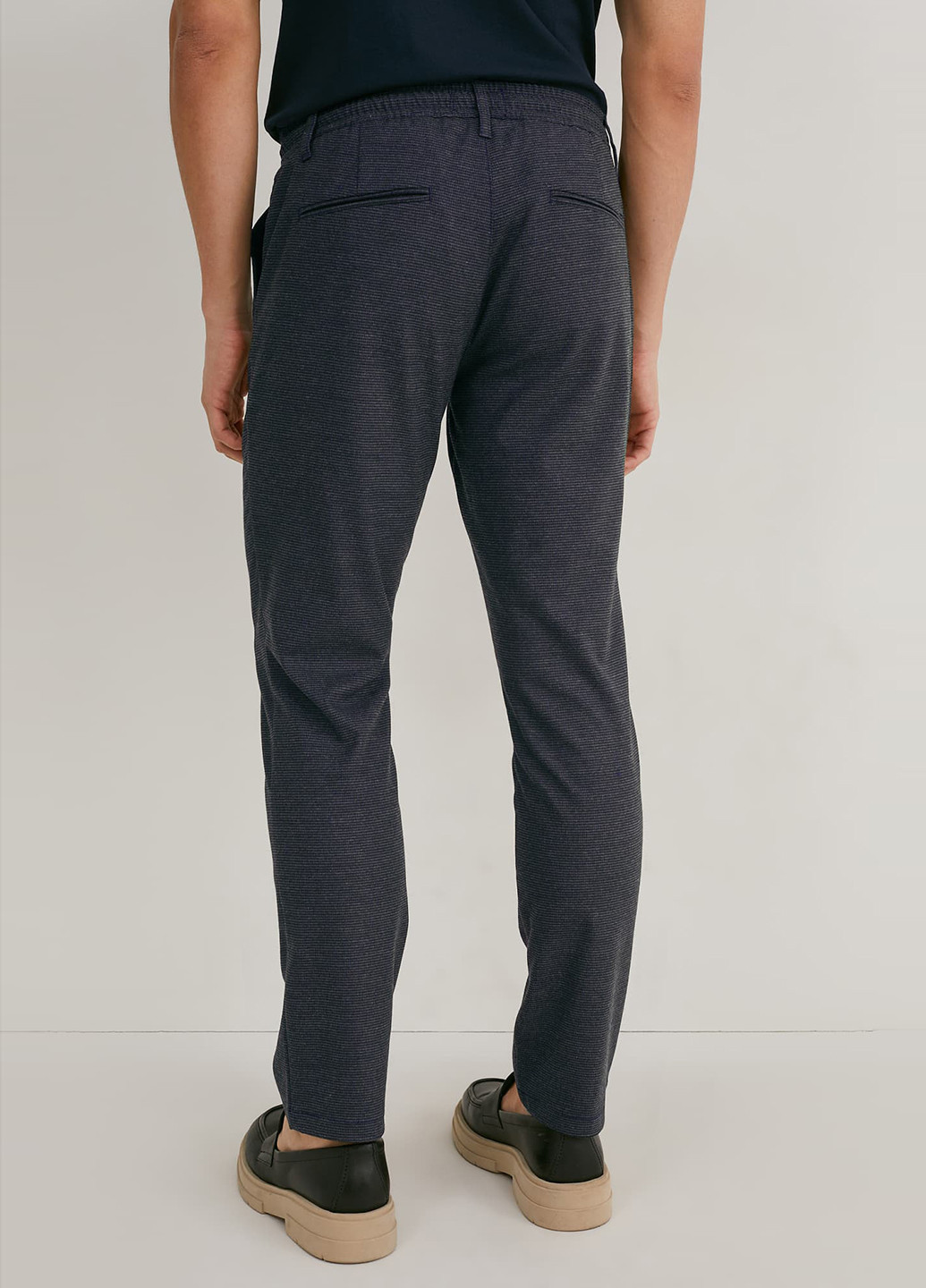 Темно-синие кэжуал демисезонные зауженные брюки C&A