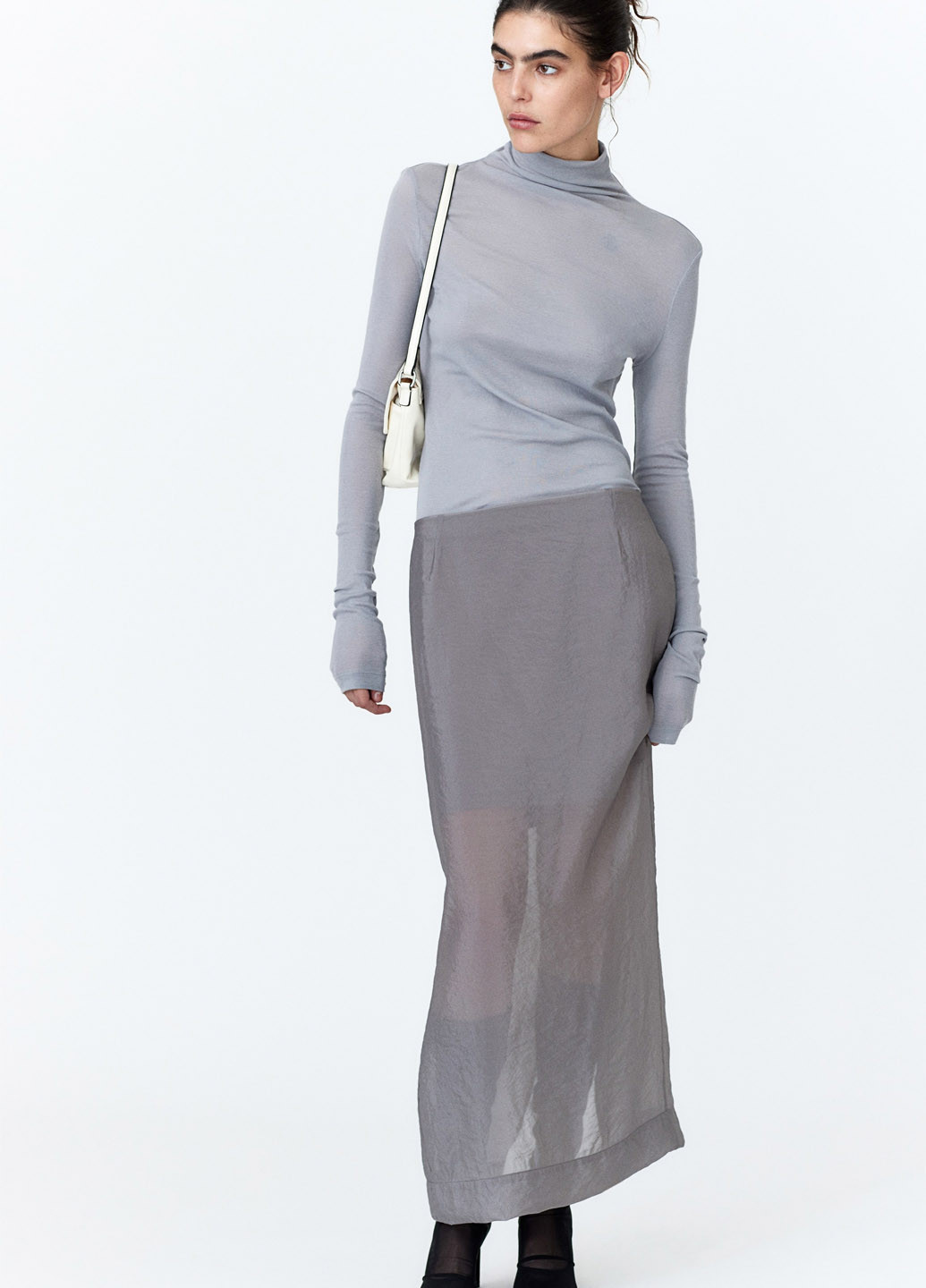 Серая кэжуал однотонная юбка H&M карандаш