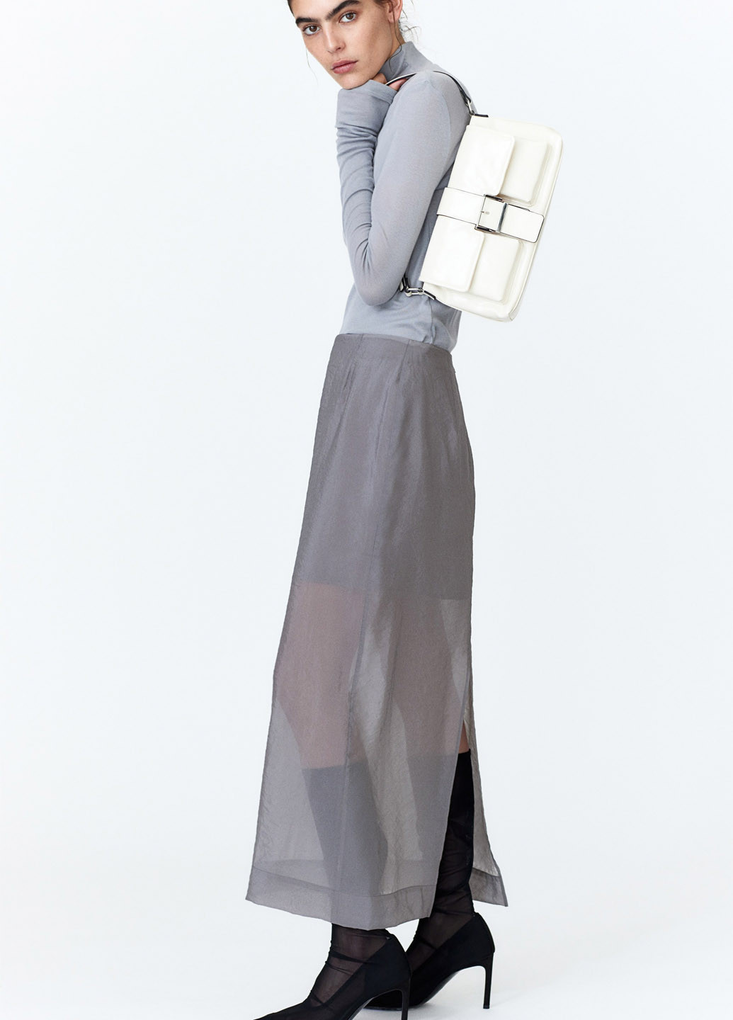 Серая кэжуал однотонная юбка H&M карандаш