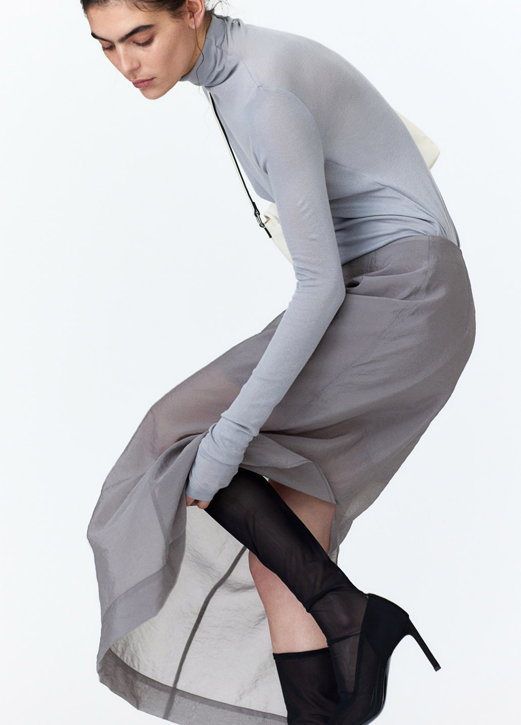 Серая кэжуал однотонная юбка H&M карандаш