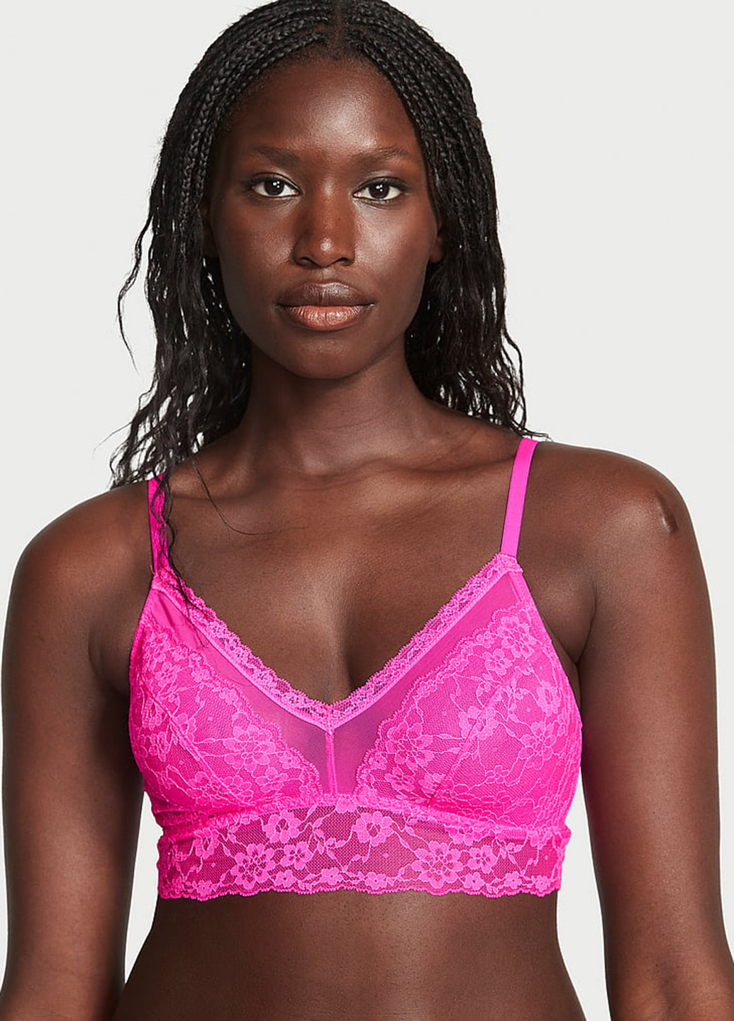 Кислотно-розовый демисезонный комплект (бюстгальтер, трусики) Victoria's Secret