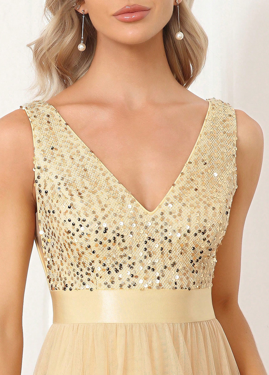 Світло-бежева святковий сукня кльош SHEIN однотонна