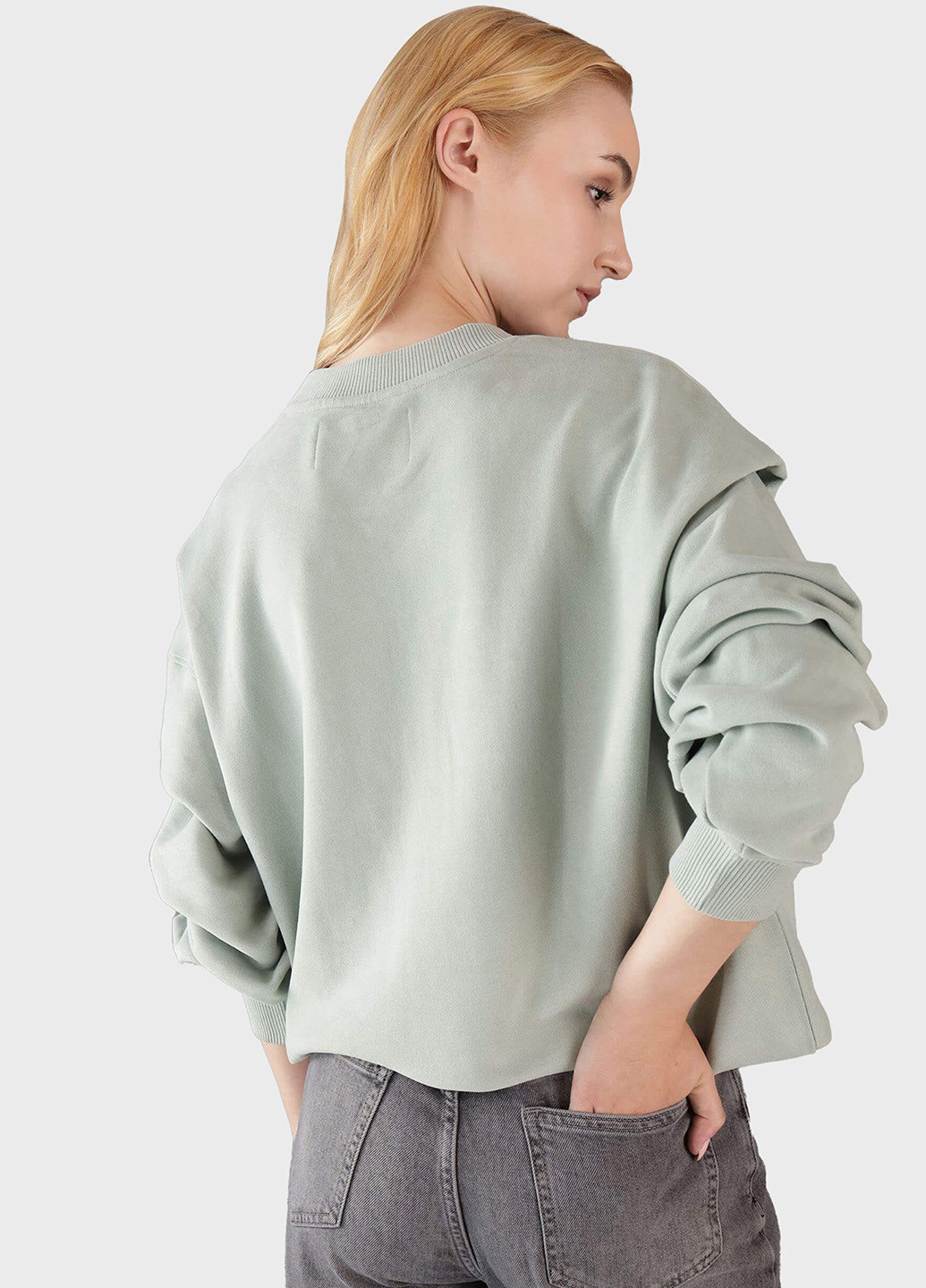 Серо-зеленый свитшот Calvin Klein Jeans рисунок без декора (366302295)