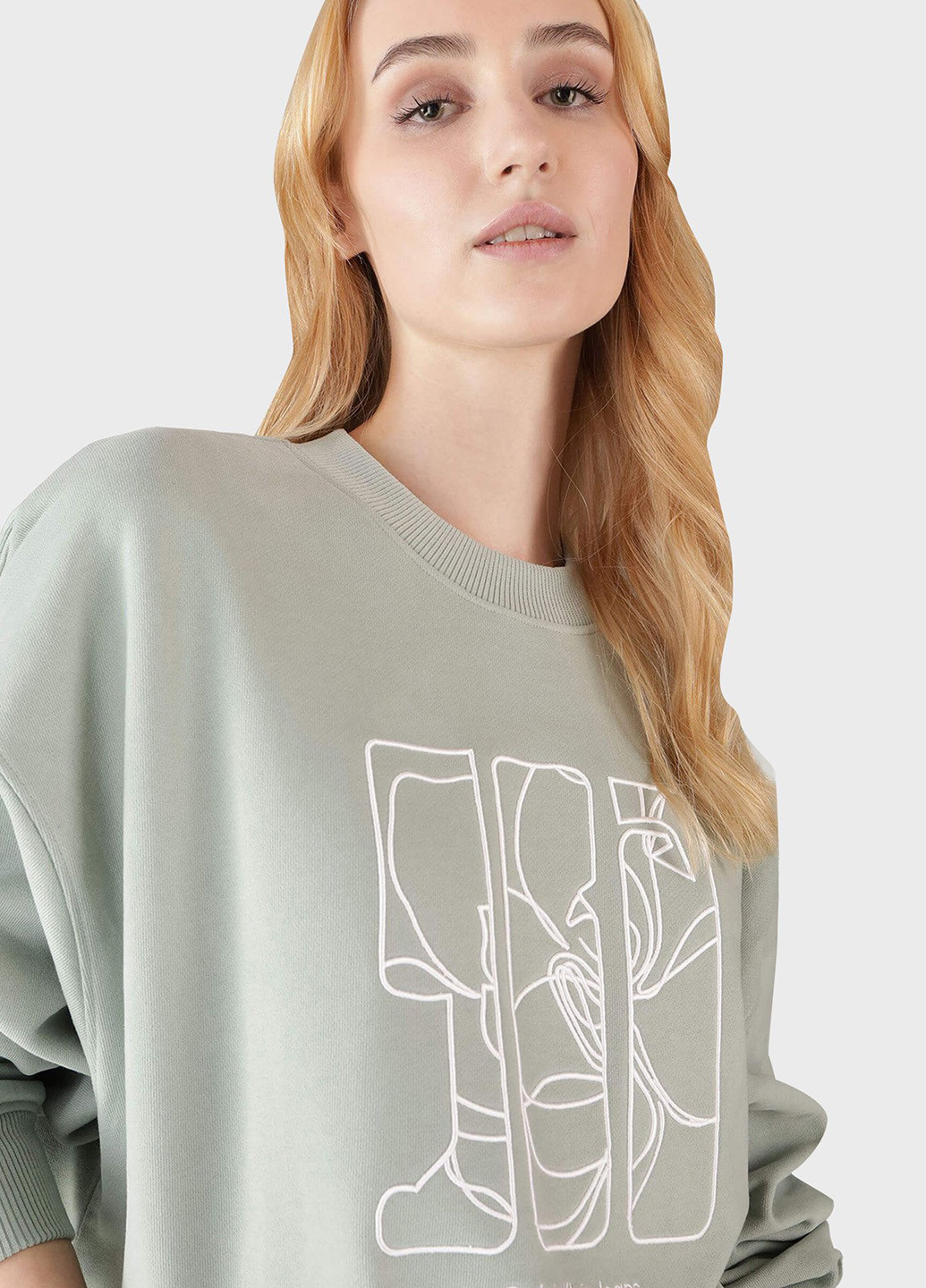 Серо-зеленый свитшот Calvin Klein Jeans рисунок без декора (366302295)