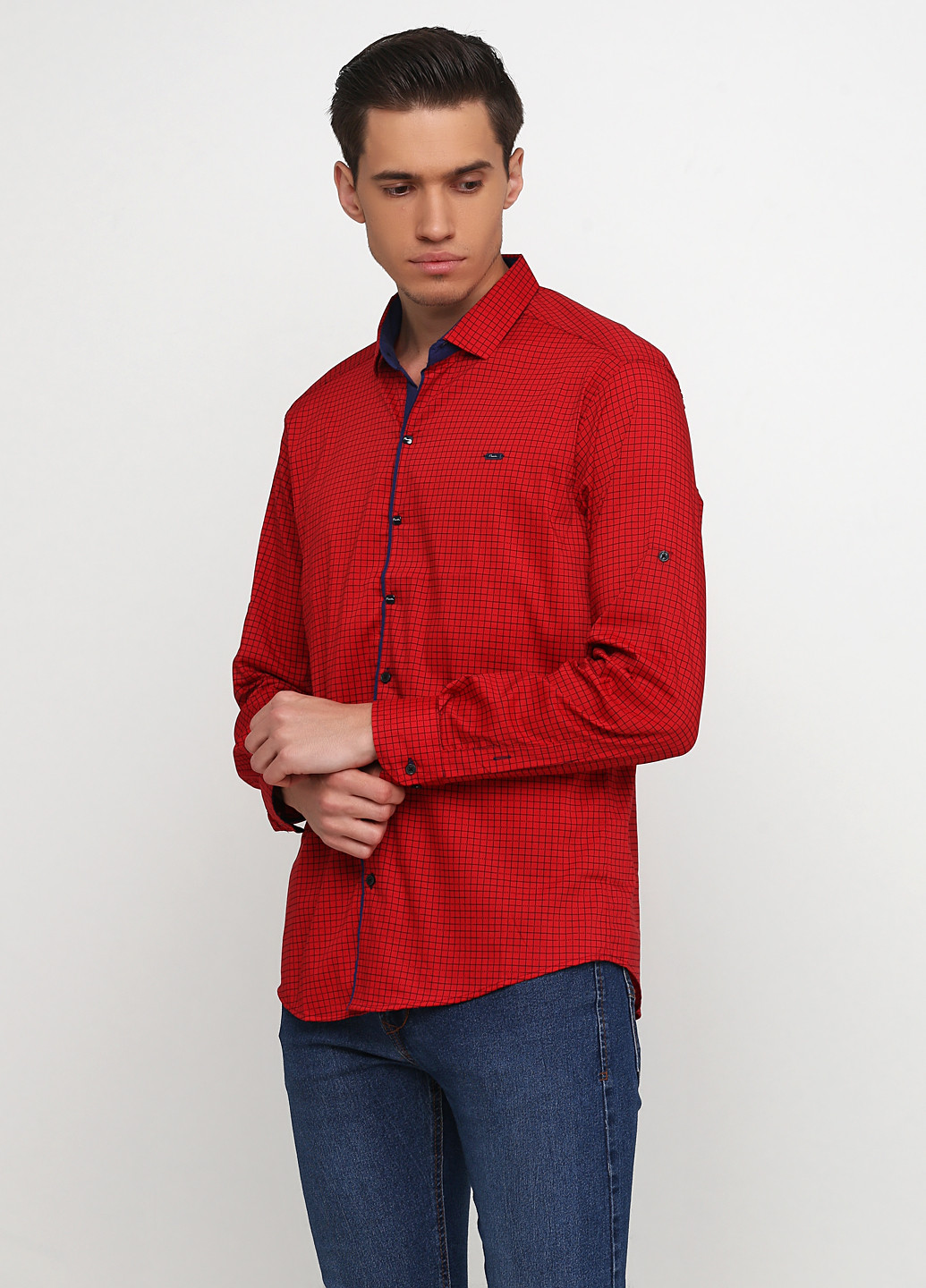 Красная кэжуал рубашка в клетку Paul Semin с длинным рукавом