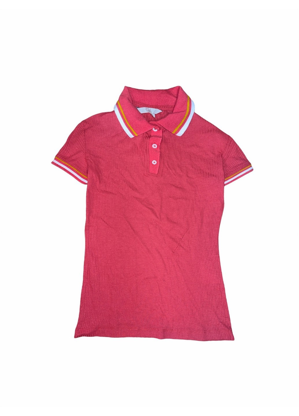 Красная женская футболка-поло C&A в полоску