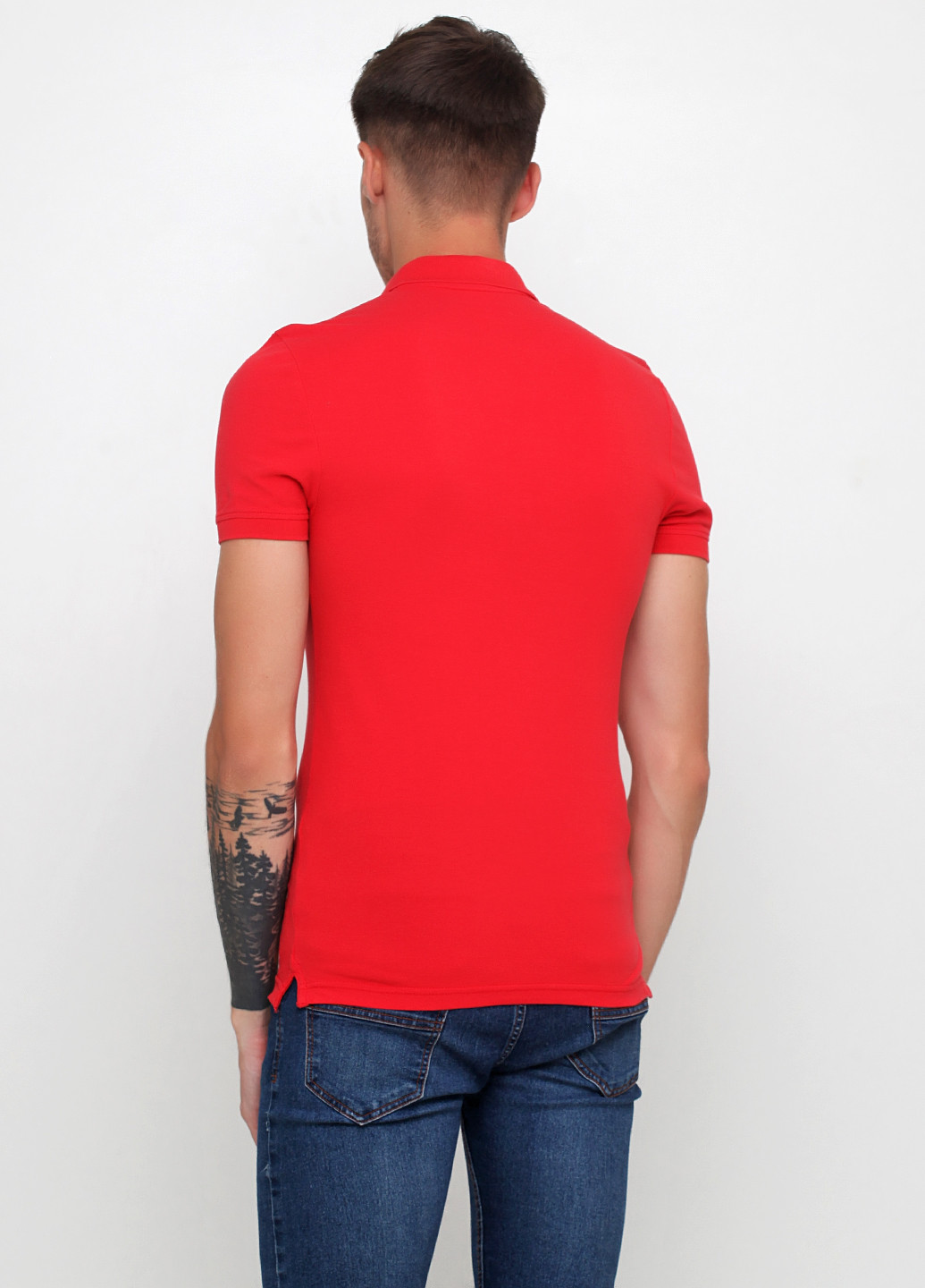 Красная футболка-поло для мужчин H&M однотонная