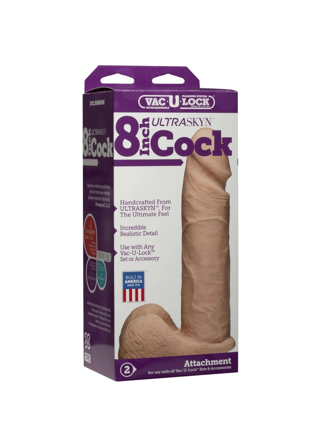 Фаллоимитатор Vac-U-Lock - 8 Inch ULTRASKYN Cock White, диаметр 5,1см Doc Johnson (254885477)