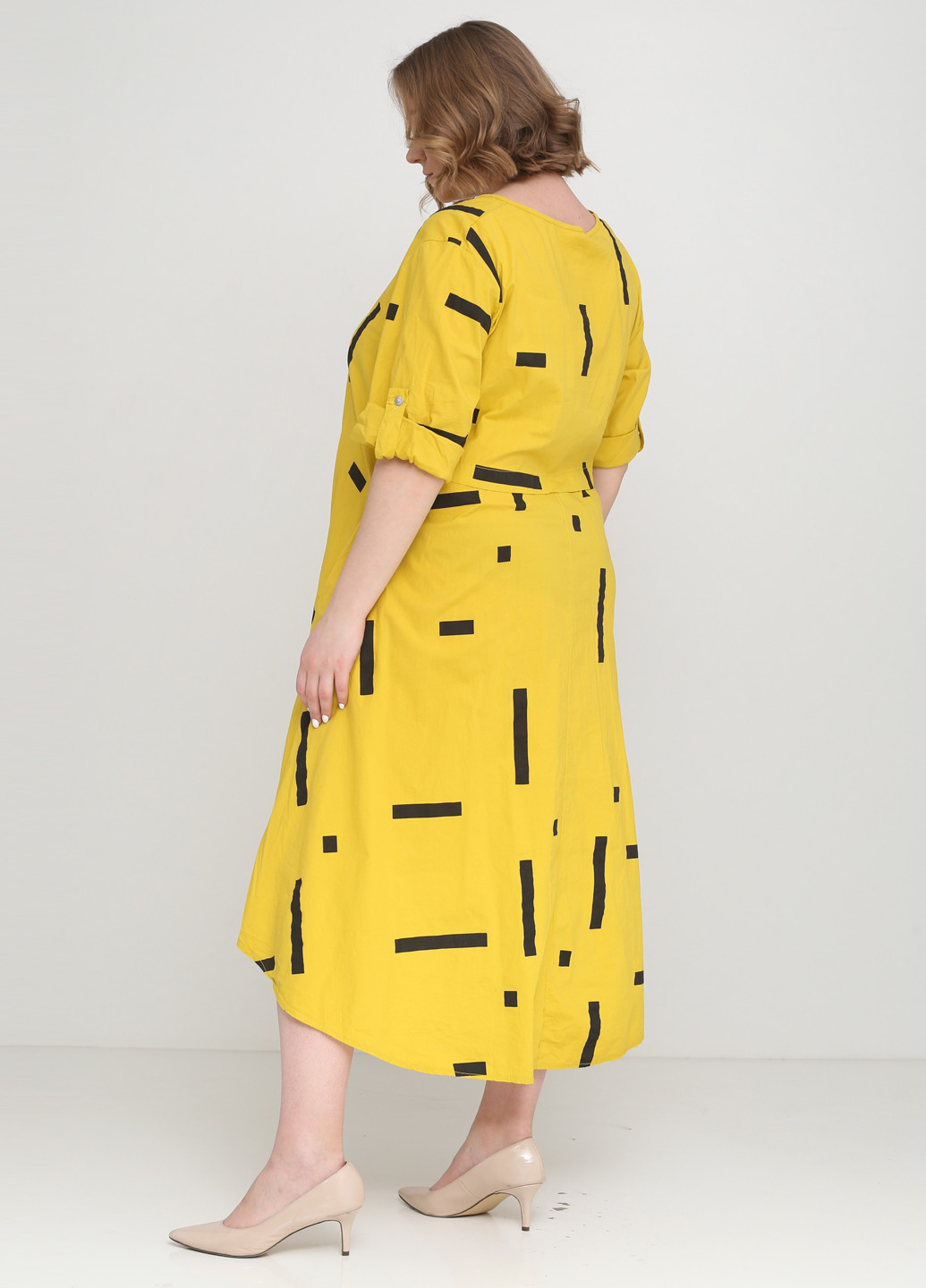 Жовтий кежуал платье New Colection з геометричним візерунком