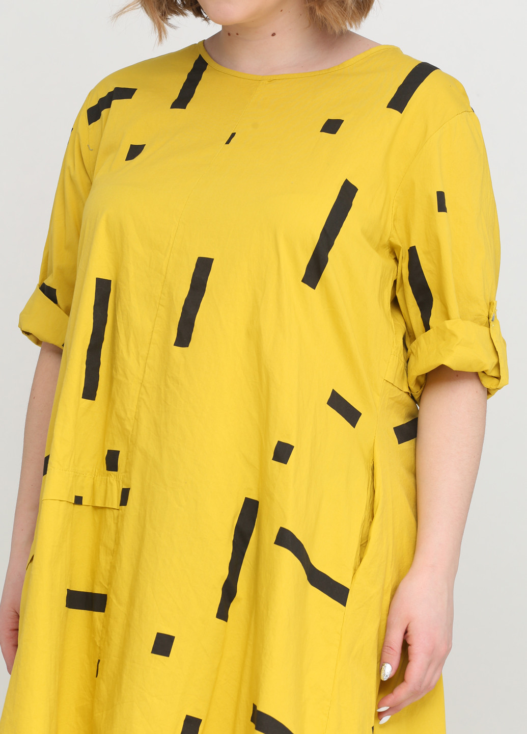 Желтое кэжуал платье New Colection с геометрическим узором