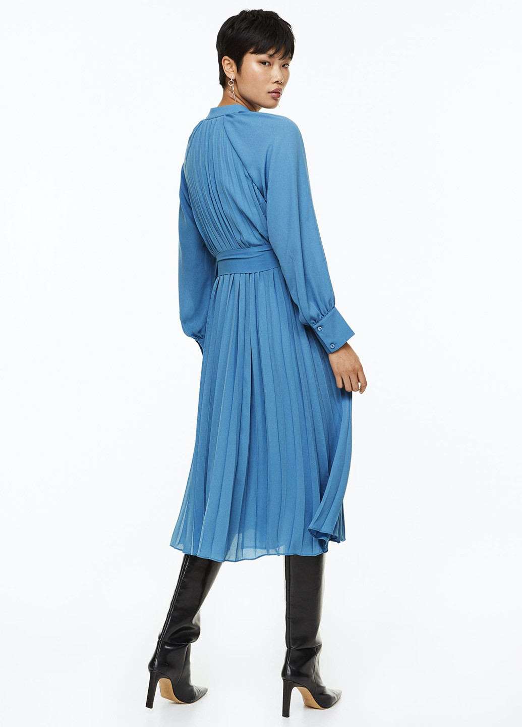 Блакитна кежуал сукня плісована H&M однотонна