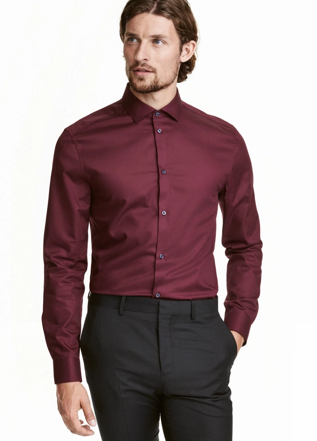Бордовая рубашка H&M