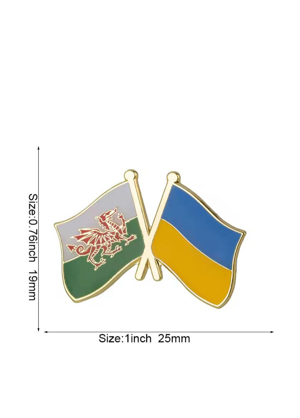 Двойной значок-пин с флагами Украины и Уэльса No Brand (321997351)