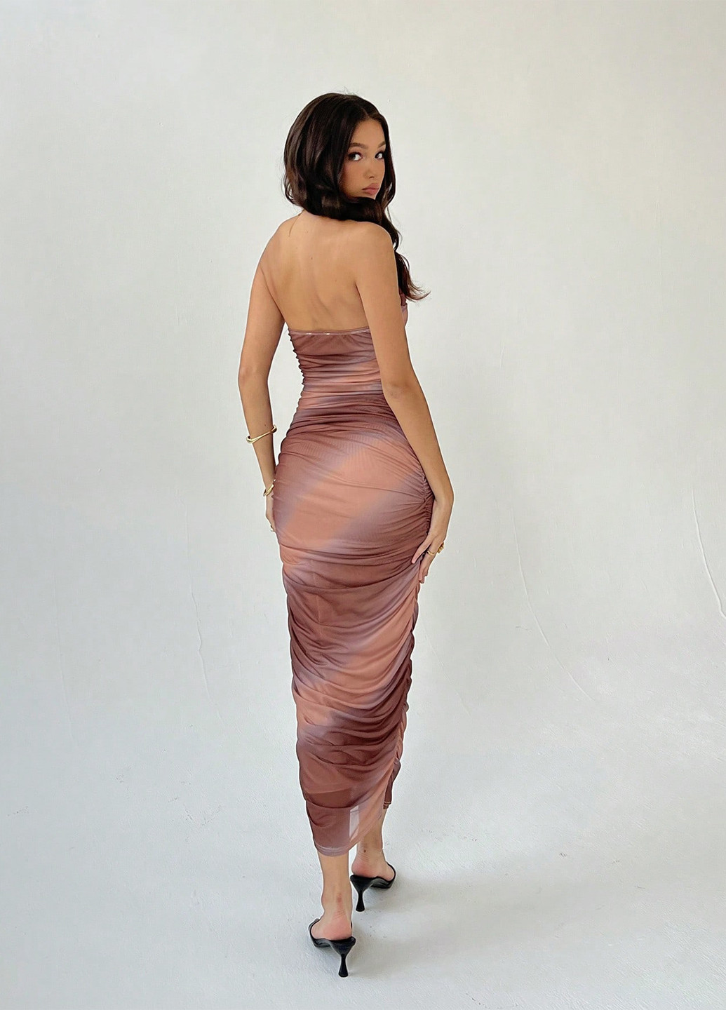 Рожево-лілова кежуал сукня силуетна, з відкритими плечима, з відкритою спиною SHEIN тай-дай