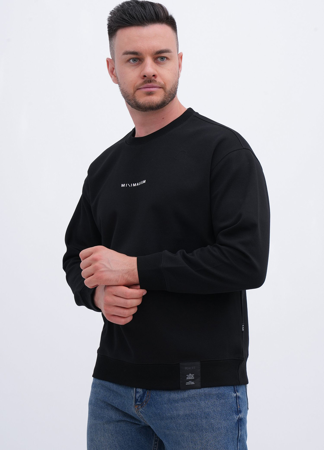 Чорний світшот Trend Collection напис нашивки (356776008)