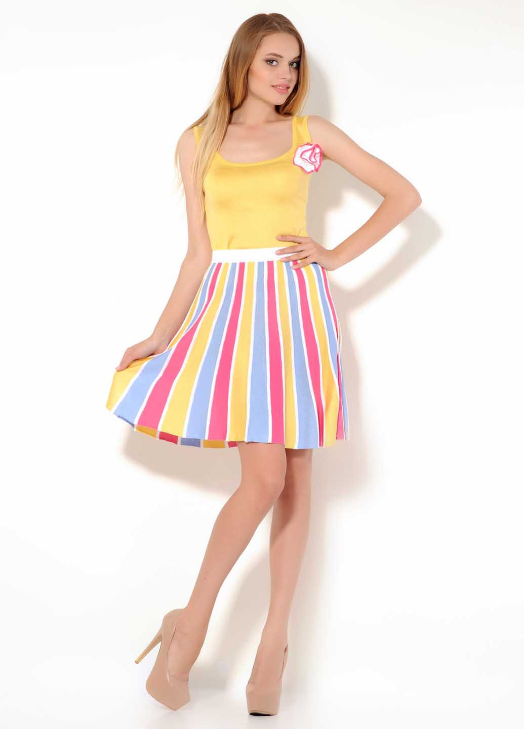 Разноцветная кэжуал в полоску юбка Flash клешированная