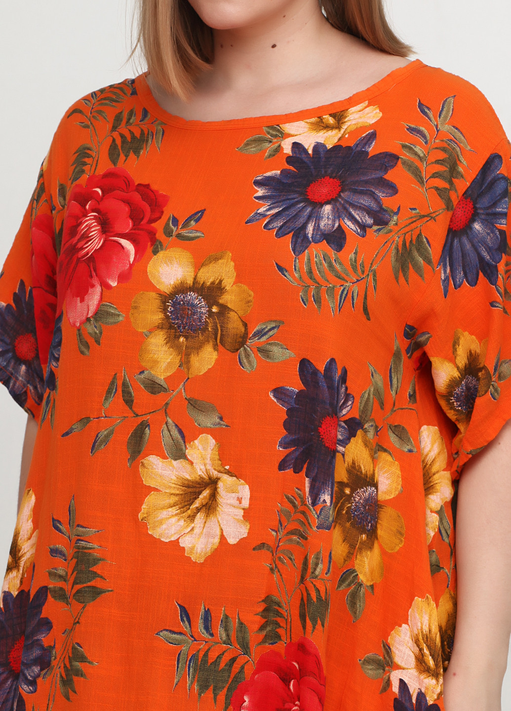Оранжевое кэжуал платье оверсайз Italy Moda с цветочным принтом