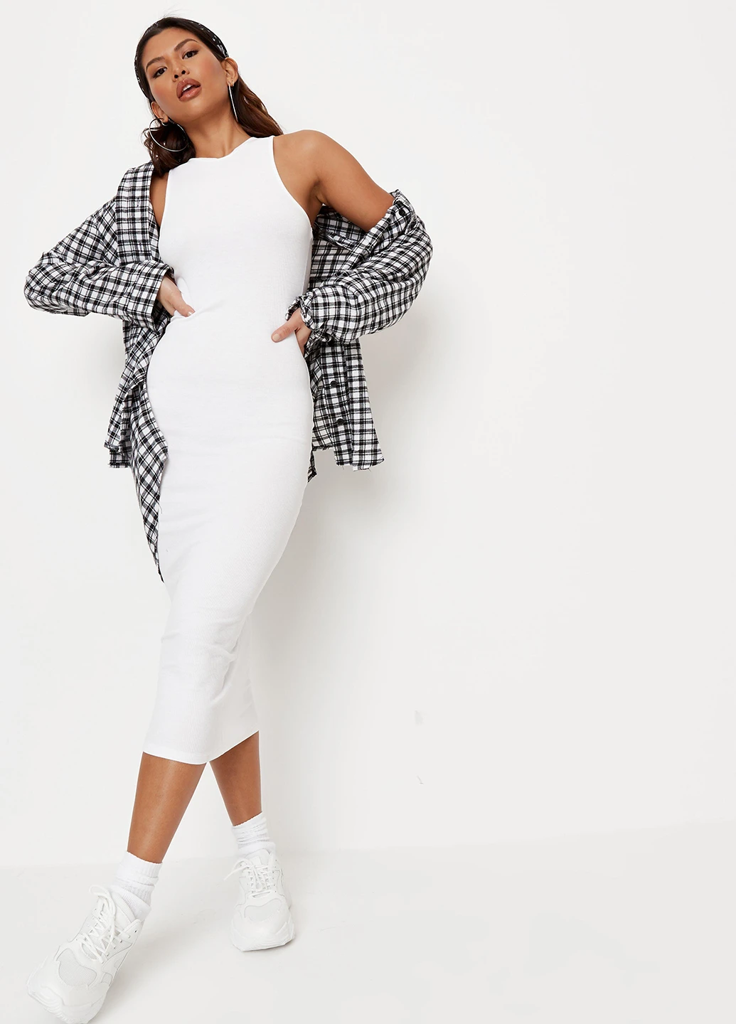Белое кэжуал платье платье-майка Missguided однотонное