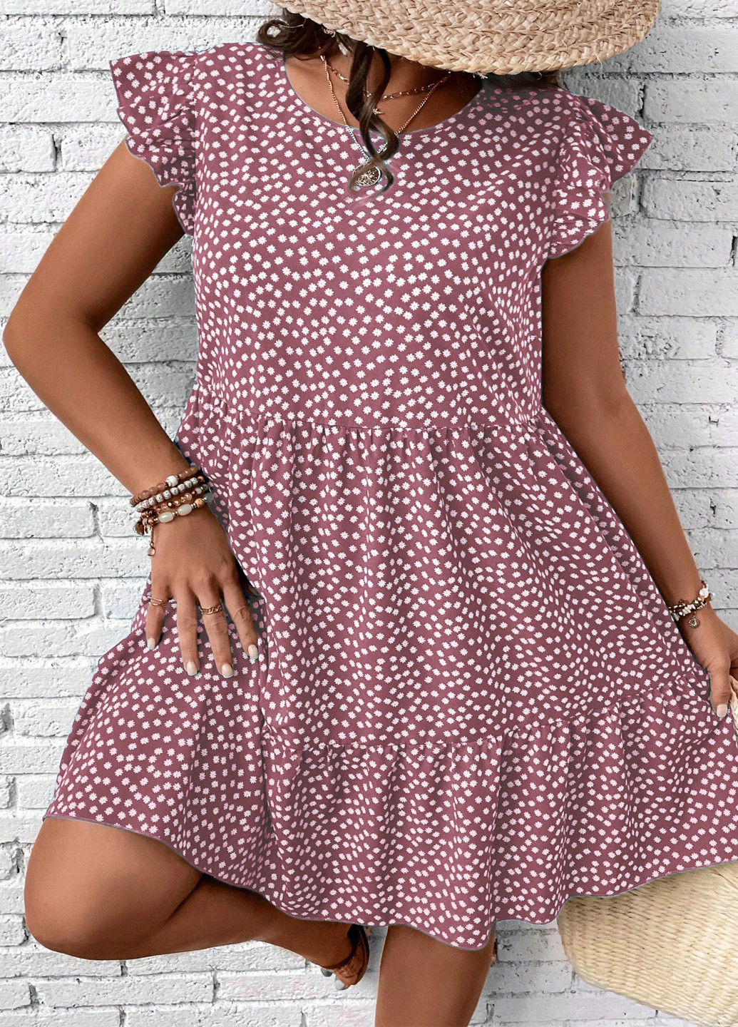 Рожево-лілова кежуал сукня а-силует SHEIN з квітковим принтом