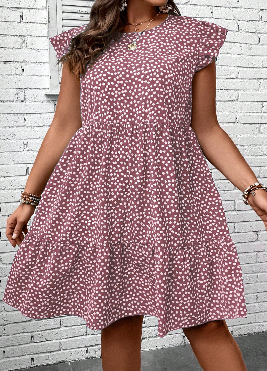 Рожево-лілова кежуал сукня а-силует SHEIN з квітковим принтом