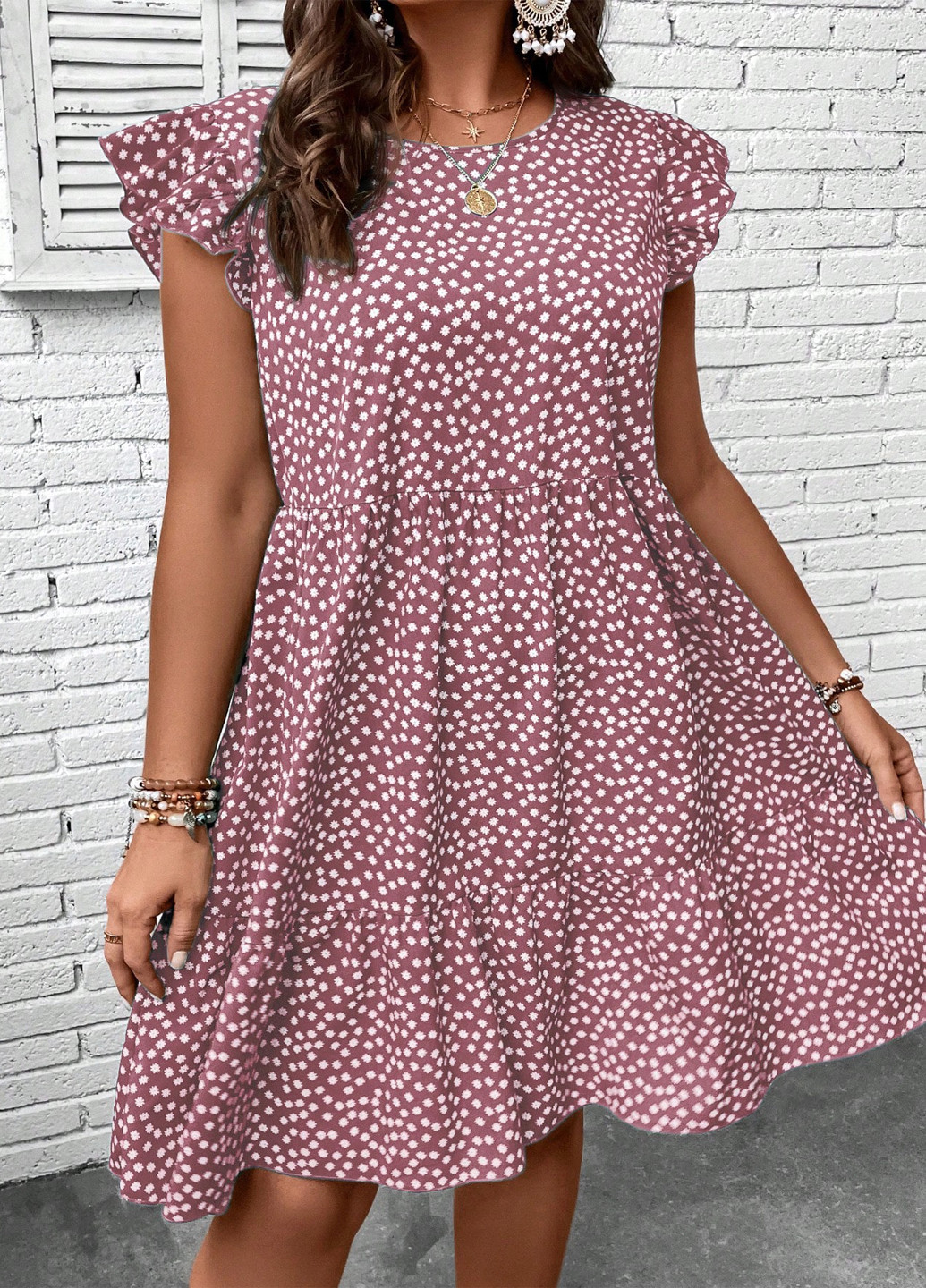 Рожево-лілова кежуал сукня а-силует SHEIN з квітковим принтом