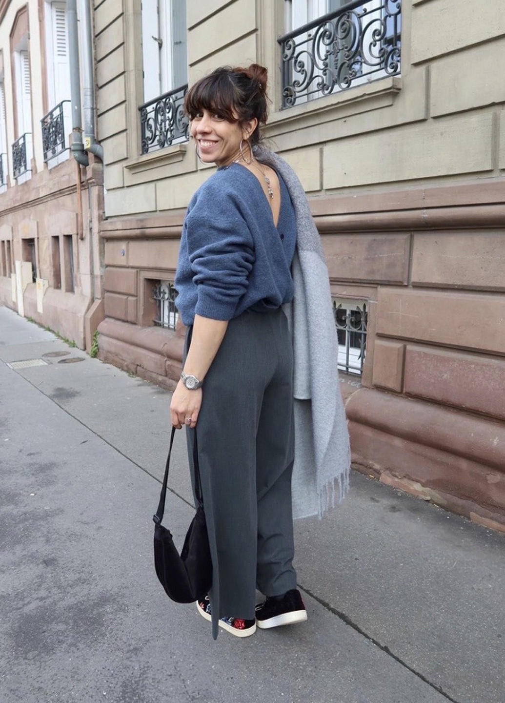 Комбінезон Uniqlo комбінезон-брюки однотонний сірий діловий поліестер