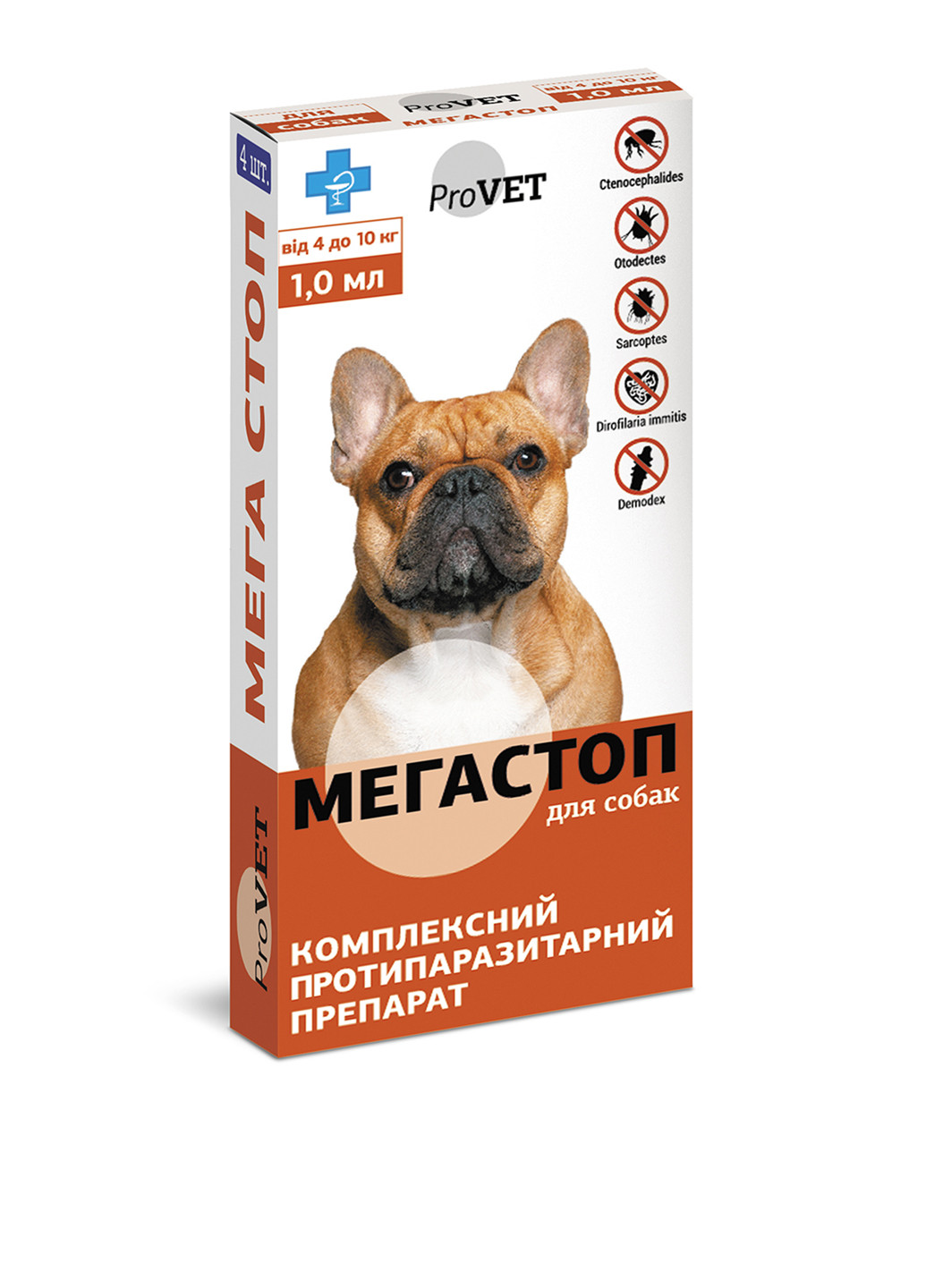Капли комплексного действия Мега Стоп для собак весом от 4 кг до 10 кг (4 шт.), 1 мл Природа (184833960)
