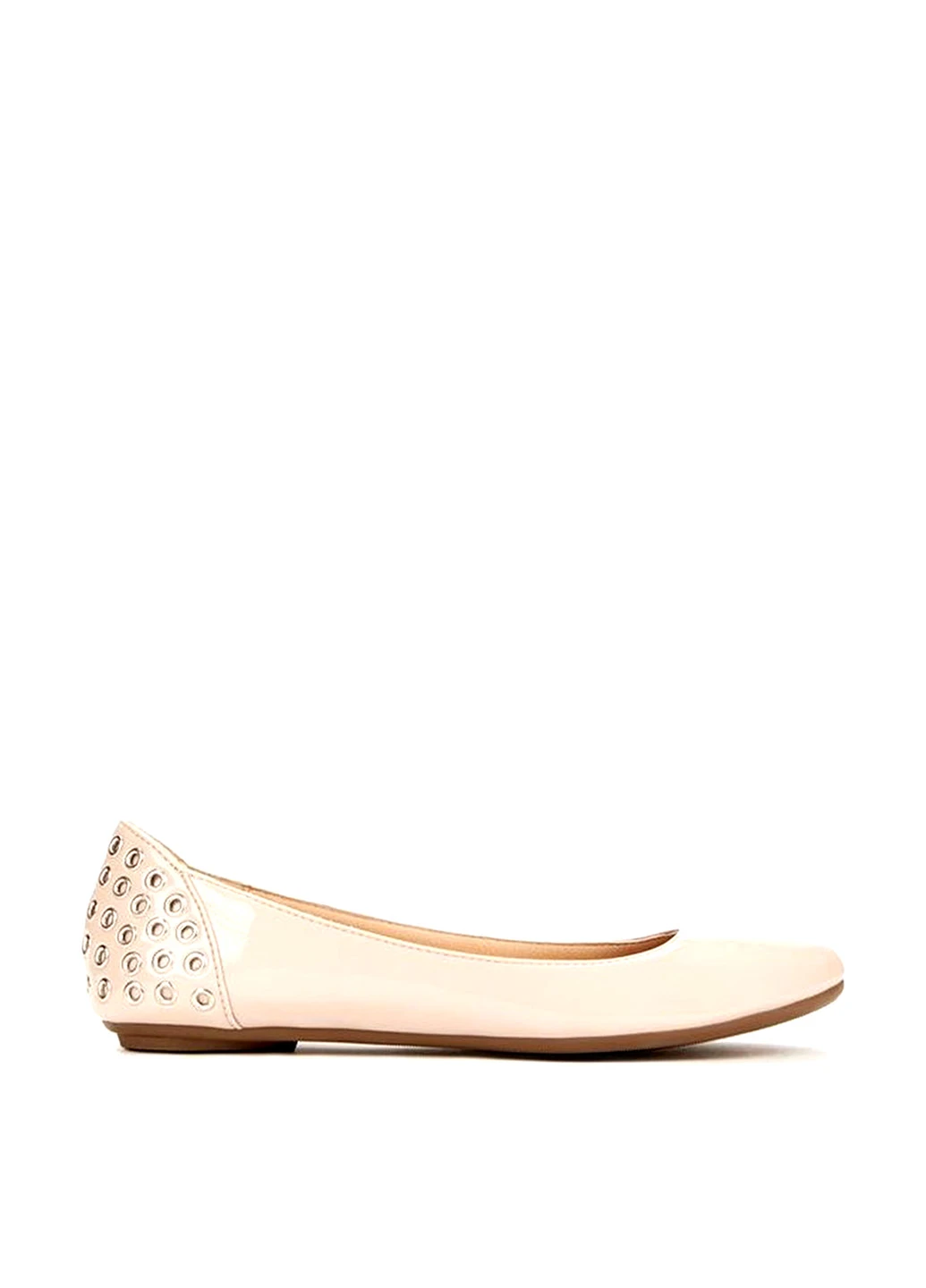 Женские балетки JustFab | бежевые однотонные заклепки искусственная кожа (22189099)