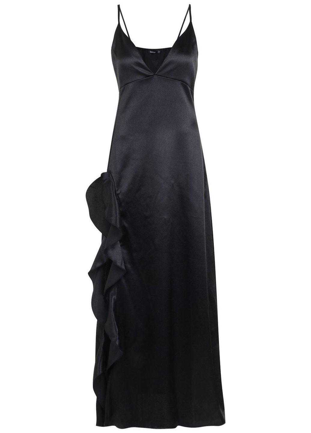 Черное вечернее платье в греческом стиле Boohoo однотонное