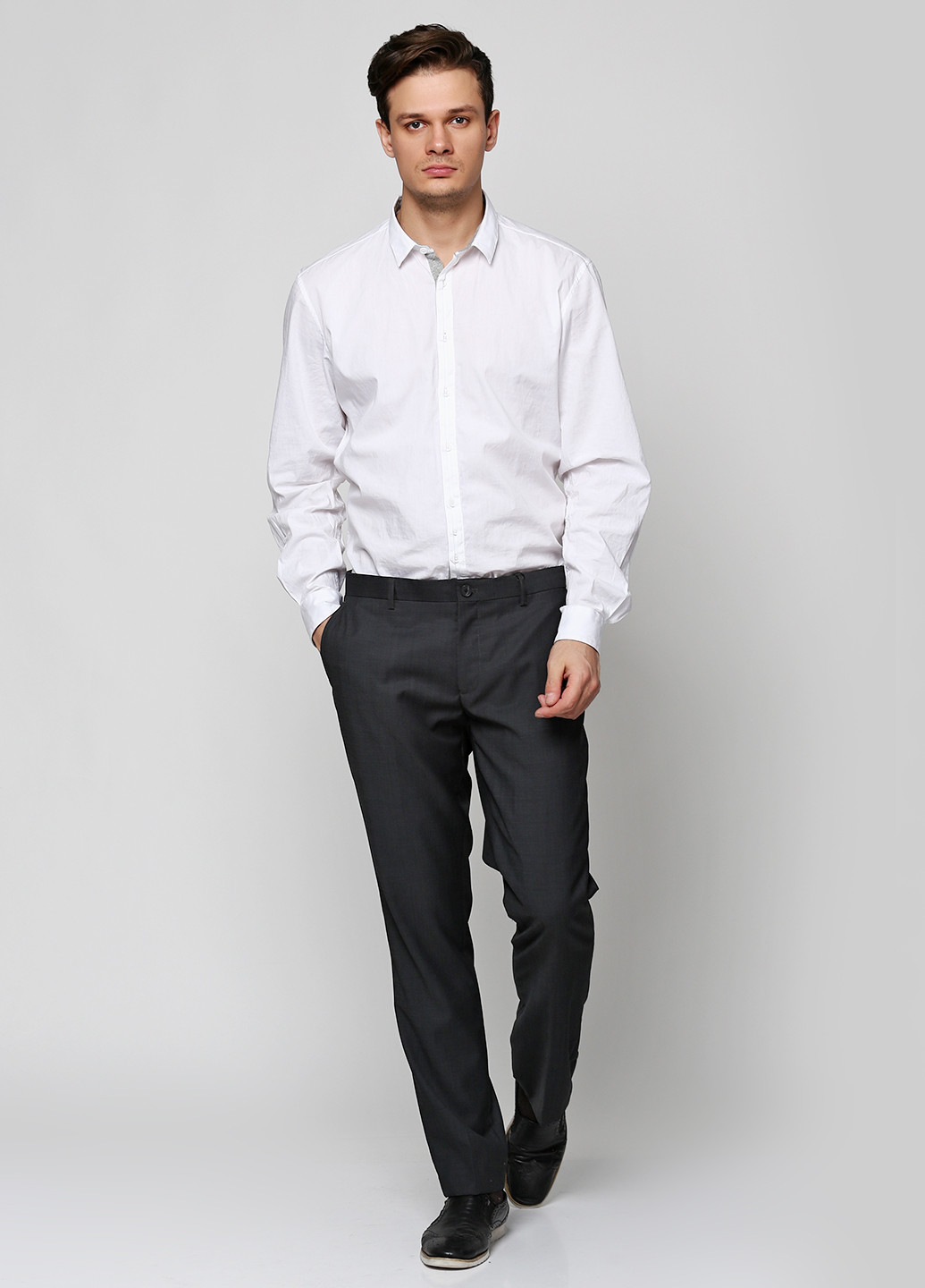 Серые классические демисезонные прямые брюки Selected Homme