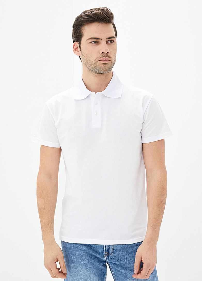 Белая футболка-поло мужское однотонное для мужчин Роза однотонная