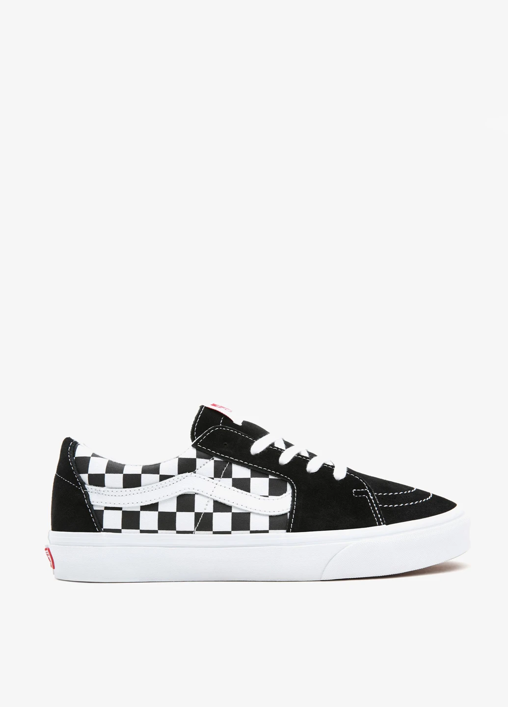 Черно-белые кеды Vans SK8-OX BLACK/CHECKERBOARD с белой подошвой, с логотипом