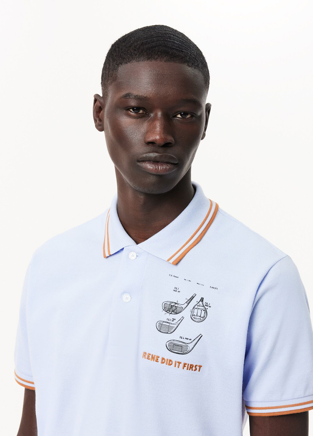 Светло-голубой футболка-поло для мужчин Lacoste с рисунком