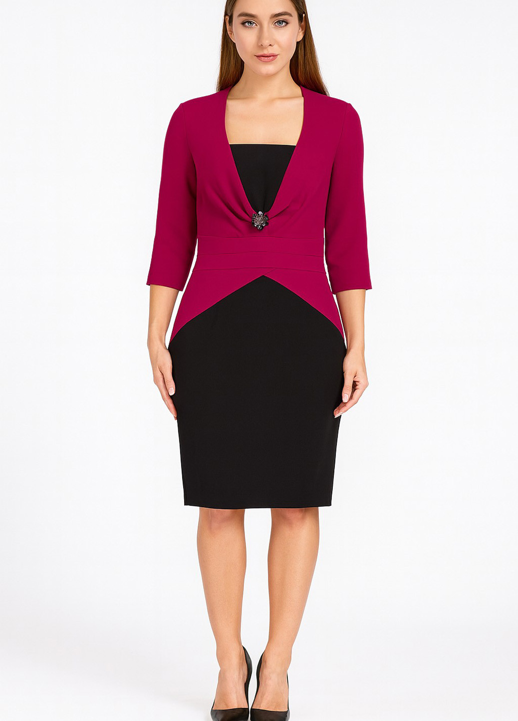 Фуксинова (кольору Фукія) кежуал сукня футляр Sassofono колор блок