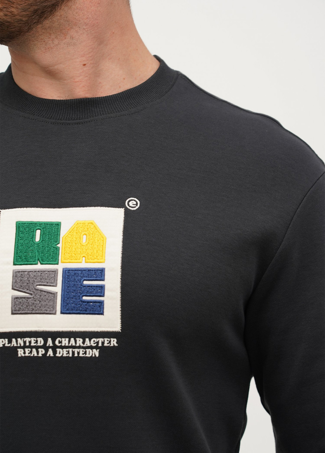 Серо-синий свитшот Trend Collection надпись вышивка (305300816)