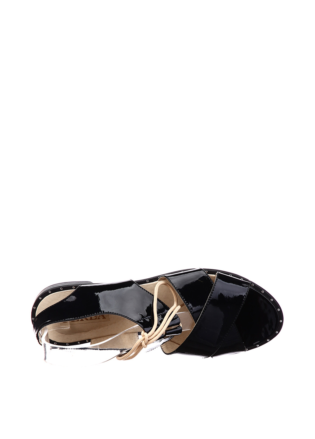 Черные босоножки Perla на шнурках лаковые