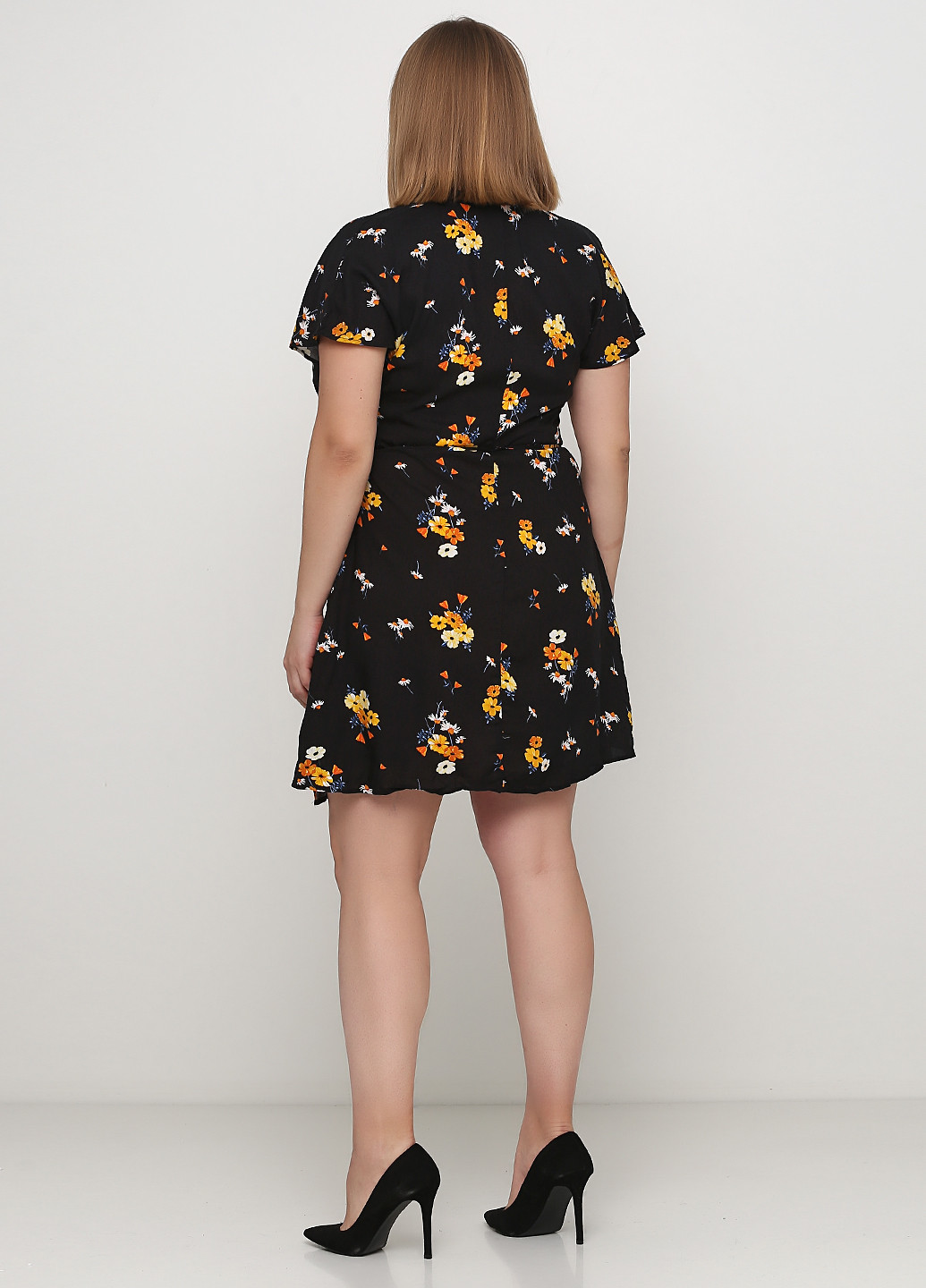 Комбинированное кэжуал платье на запах H&M с цветочным принтом