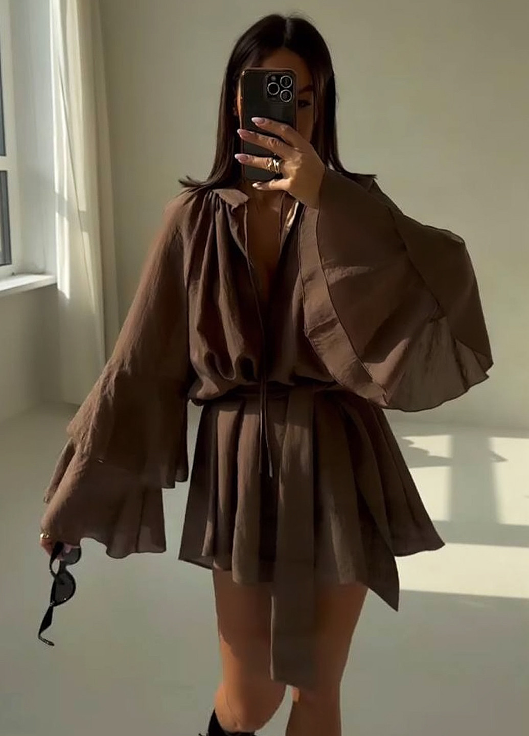 Коричнева кежуал сукня No Brand однотонна