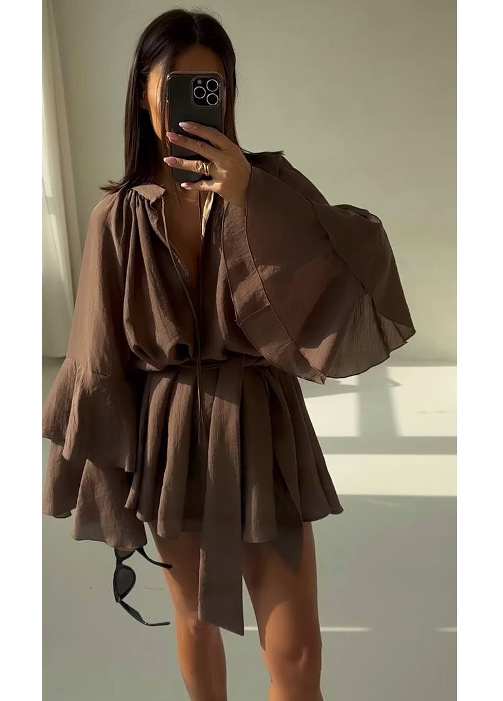 Коричнева кежуал сукня No Brand однотонна