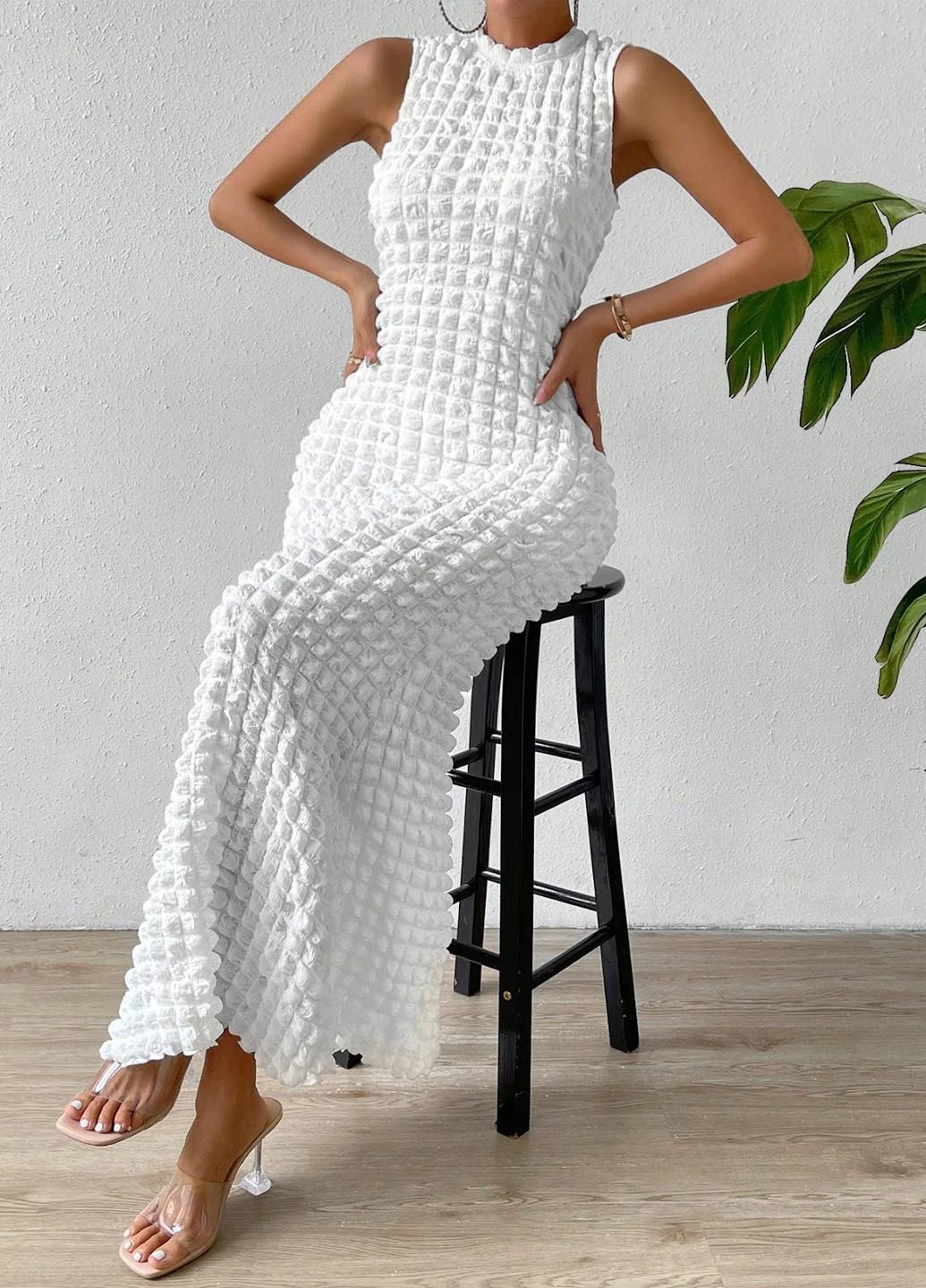 Білий коктейльна сукня силуетна SHEIN однотонна