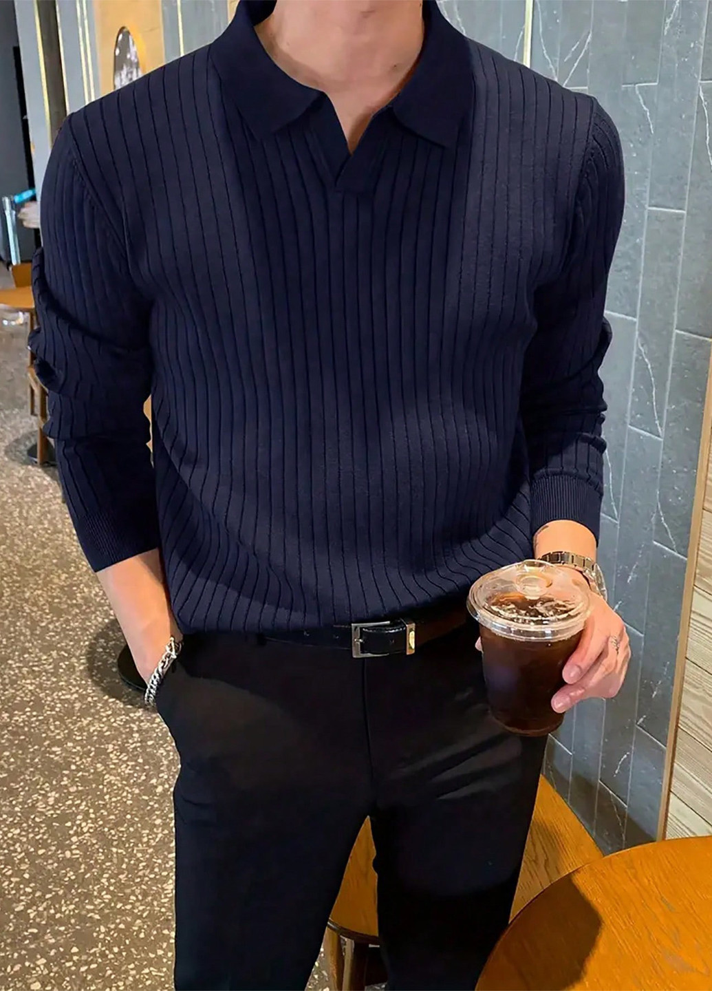 Темно-синий демисезонный свитер SHEIN