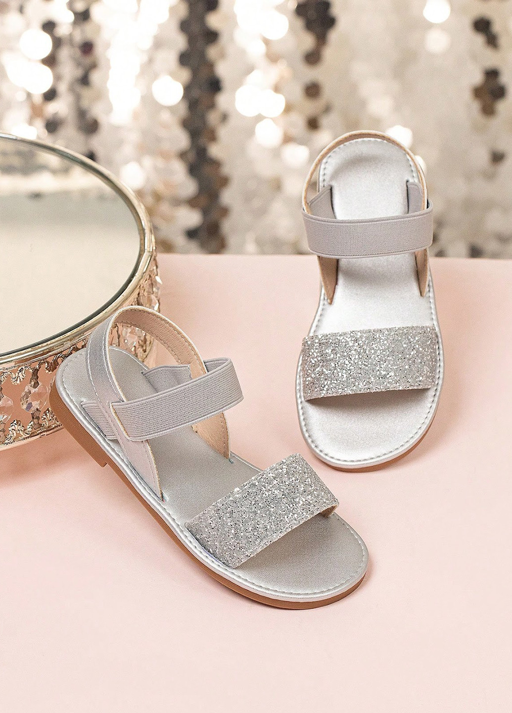 Серебряные кэжуал сандалии SHEIN на резинке