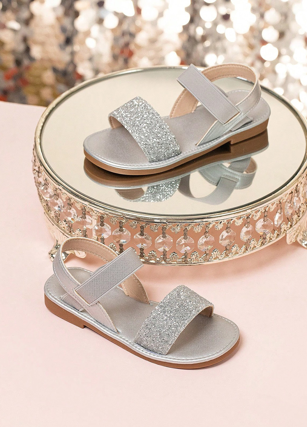 Серебряные кэжуал сандалии SHEIN на резинке