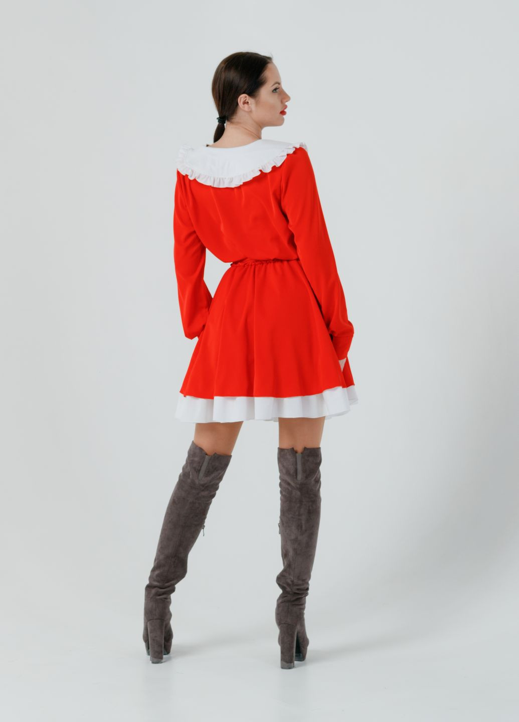 Красное кэжуал платье so-78300-red клеш Alpama однотонное