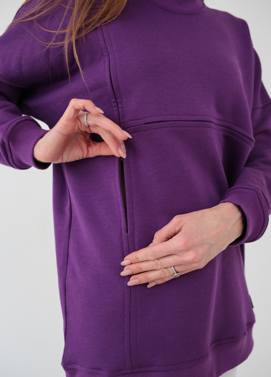 Свитшот для беременных и кормящих мам Sorelle - крой однотонный фиолетовый кэжуал - (219799325)