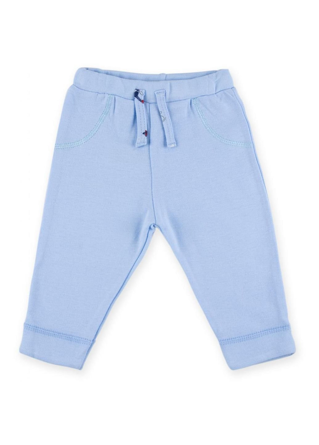 Блакитний демісезонний набір дитячого одягу для хлопчиків: чоловічок, штанці, кофточка та шапочка (f7763.b.0-3) Luvena Fortuna