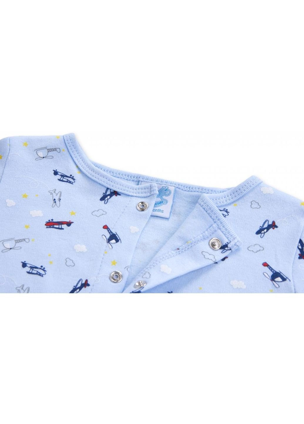 Блакитний демісезонний набір дитячого одягу для хлопчиків: чоловічок, штанці, кофточка та шапочка (f7763.b.0-3) Luvena Fortuna