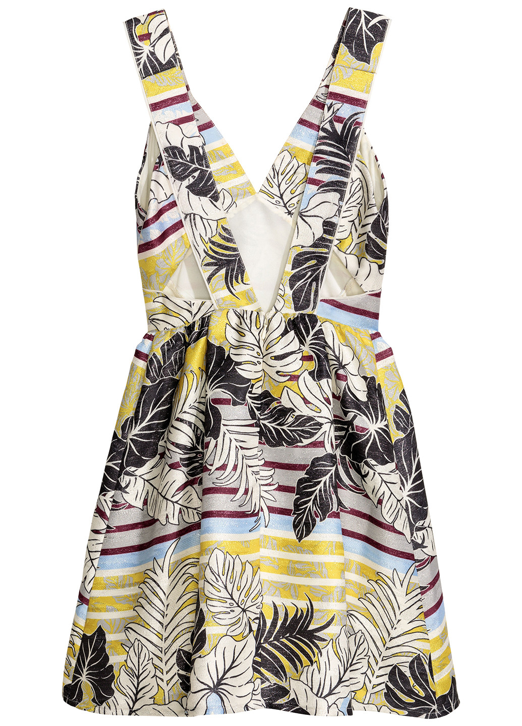Комбинированное кэжуал платье клеш H&M с абстрактным узором