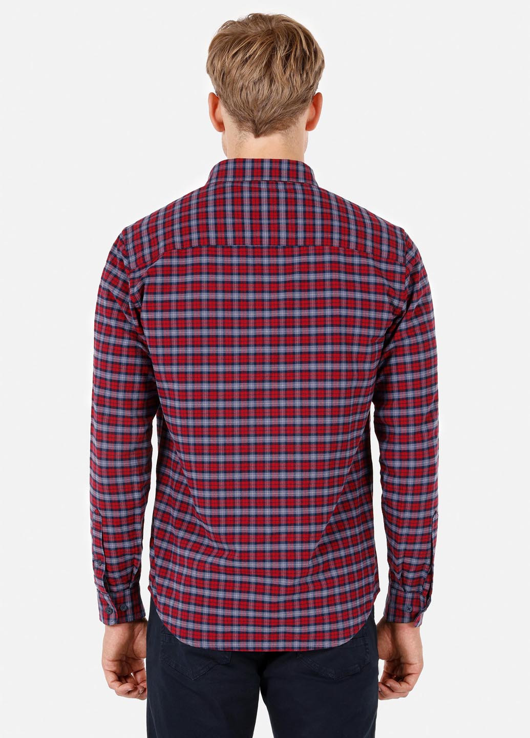 Бордовая классическая, кэжуал рубашка в клетку Colin's