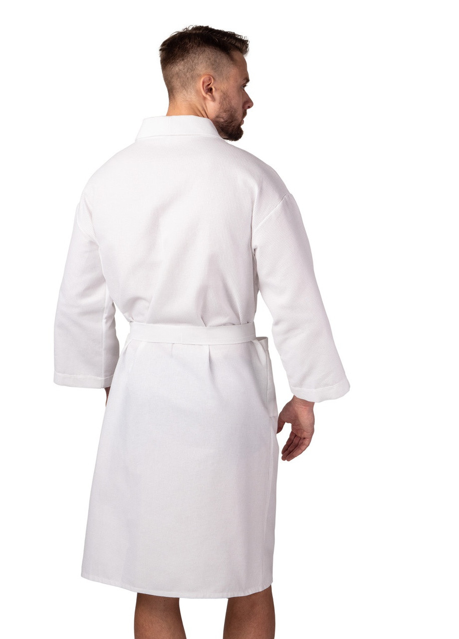 Вафельный халат Кимоно размер (46-48) М 100% хлопок белый (LS-0391) Luxyart (212022029)